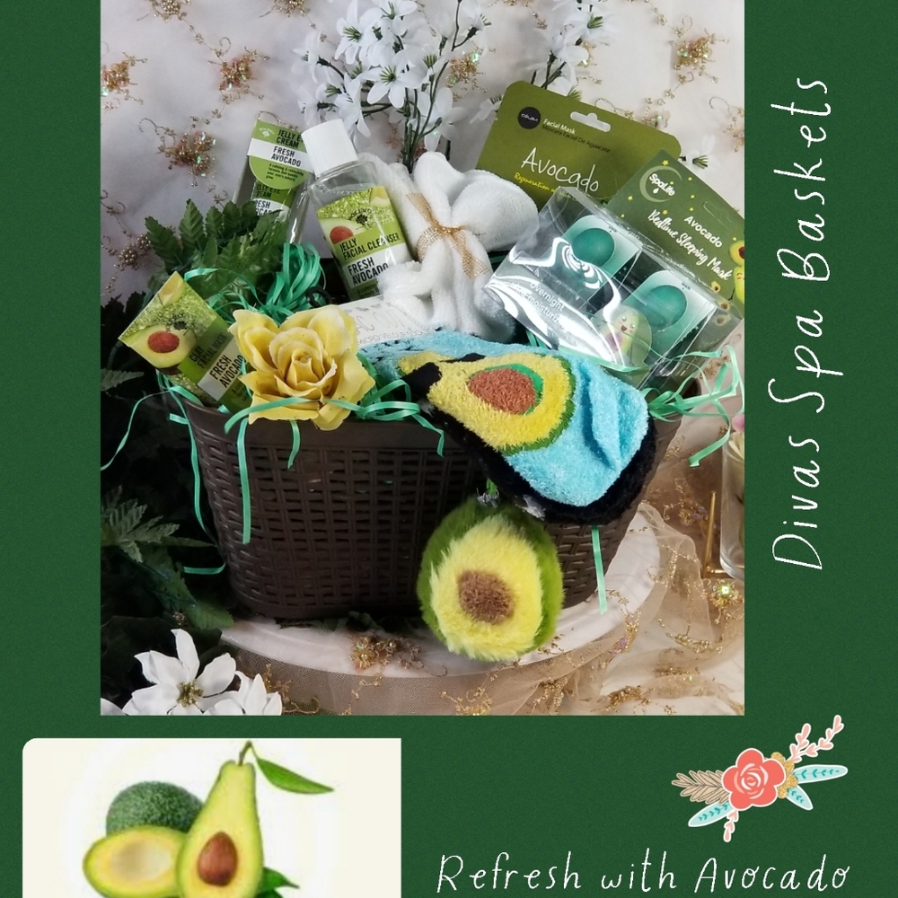 Women Self Care SPA Refreshing Avocado Pampering Gift Basket New